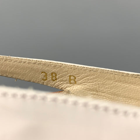 RALPH LAUREN Size 8 Tan White Leather Cap Toe Flats