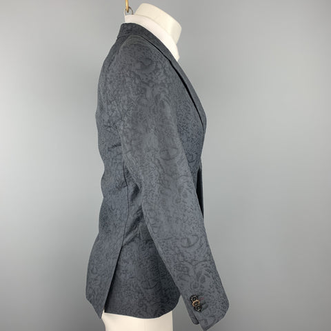 PAUL SMITH Size 36 Dark Gray Jacquard Cotton / Polyester Sport Coat