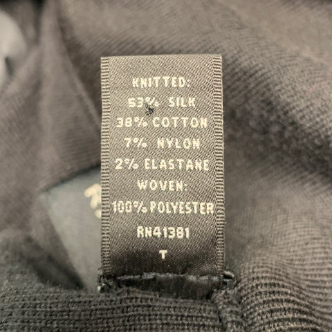 RALPH LAUREN Size XL Black Mixed Fabrics Silk Blend Half Zip Pullover