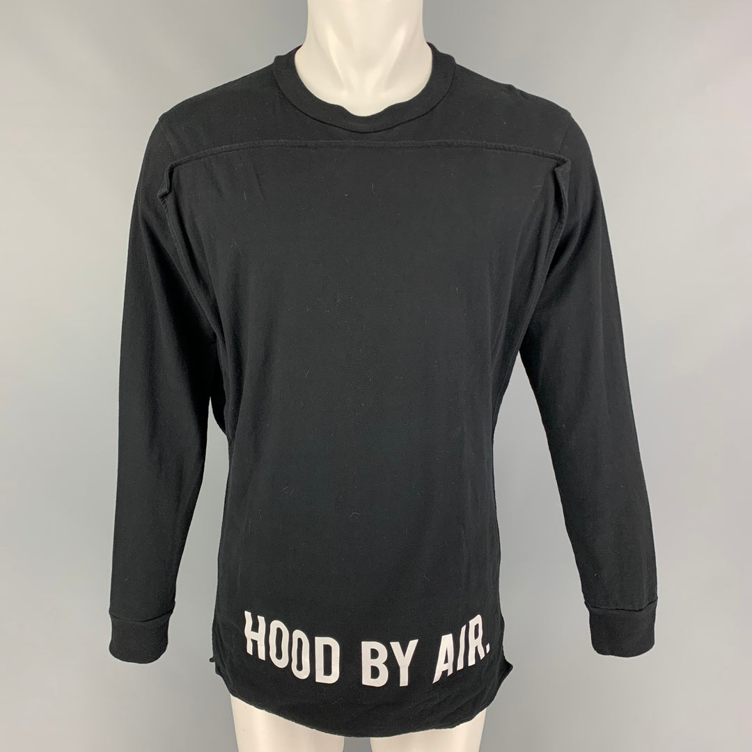 HOOD BY AIR Size S Black Graphic Cotton Long Sleeve T-shirt