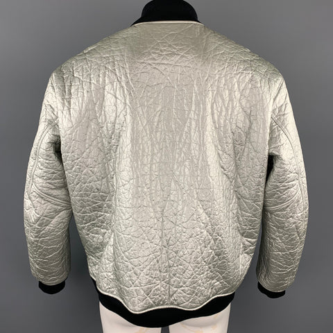 AIR JORDAN Taille L Veste bomber zippée en polyéthylène métallisé argenté
