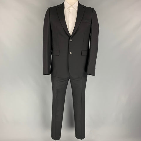 GIVENCHY Talla 42 Traje de solapa de muesca de lana negro
