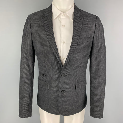 THE KOOPLES Size 36 Charcoal Grey Grid Wool Notch Lapel Sport Coat