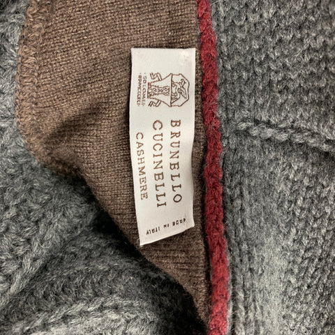 BRUNELLO CUCINELLI Size 42 Dark Gray Knitted Cashmere Shawl Collar Jacket