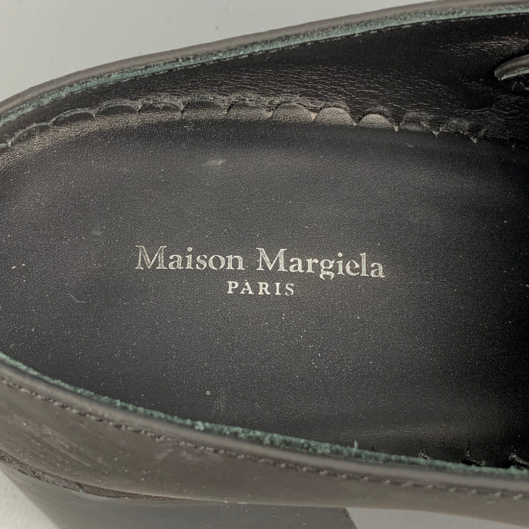 MAISON MARGIELA Size 8 Black Rubberized Leather Clog Boots