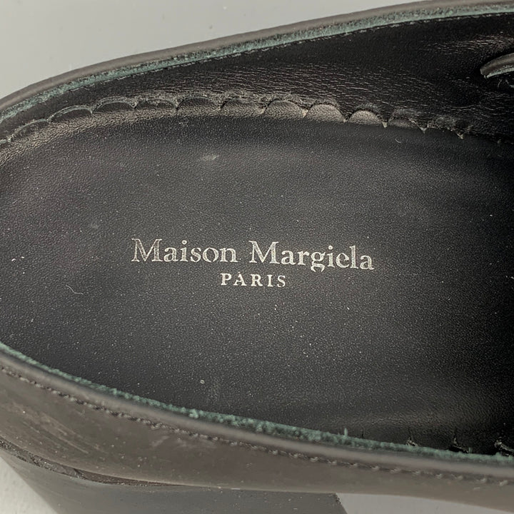 MAISON MARGIELA Size 8 Black Rubberized Leather Clog Boots