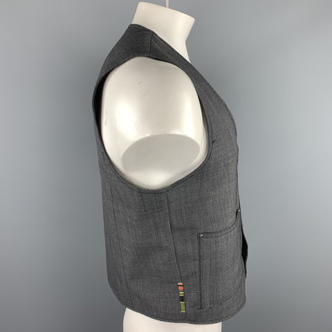 TRIPLE FIVE Chaleco abotonado de lana/poliéster gris Glenplaid Talla L