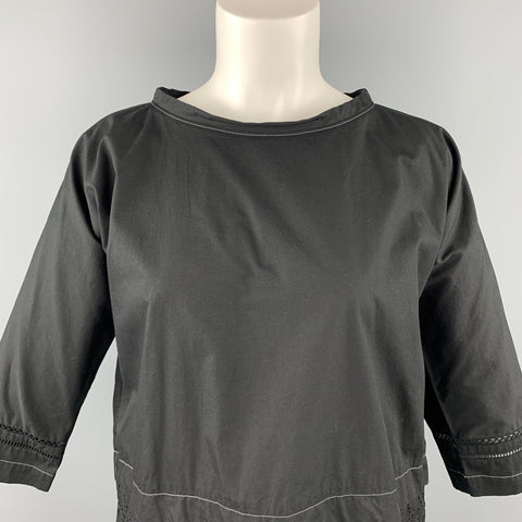 COMME des GARCONS Size S Black Poplin Eyelet Cotton Blouse