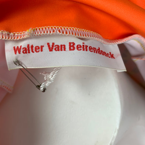 WALTER VAN BEIRENDONCK FW19 Size M Orange Pink Graphic Nylon Jersey Bike Top
