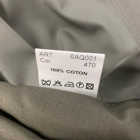 LANVIN Size 34 Olive Grey Stripe Cotton Flat Front Dress Pants