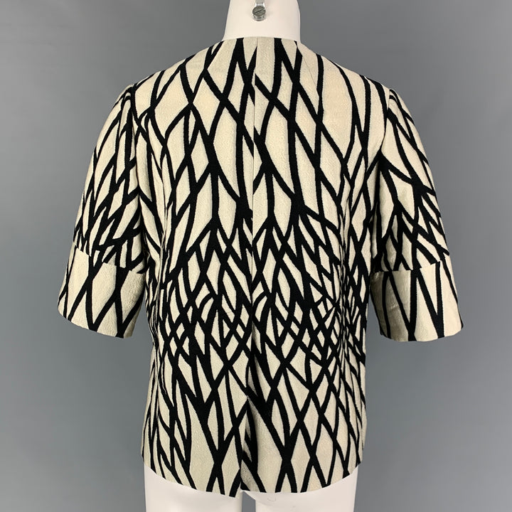 MARNI Size 6 Black White Cotton Blend Abstract Jacket