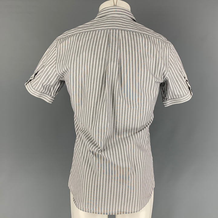 ALEXANDER MCQUEEN Size XS Grey White Stripe Cotton Button Up Short Sleeve Shirt