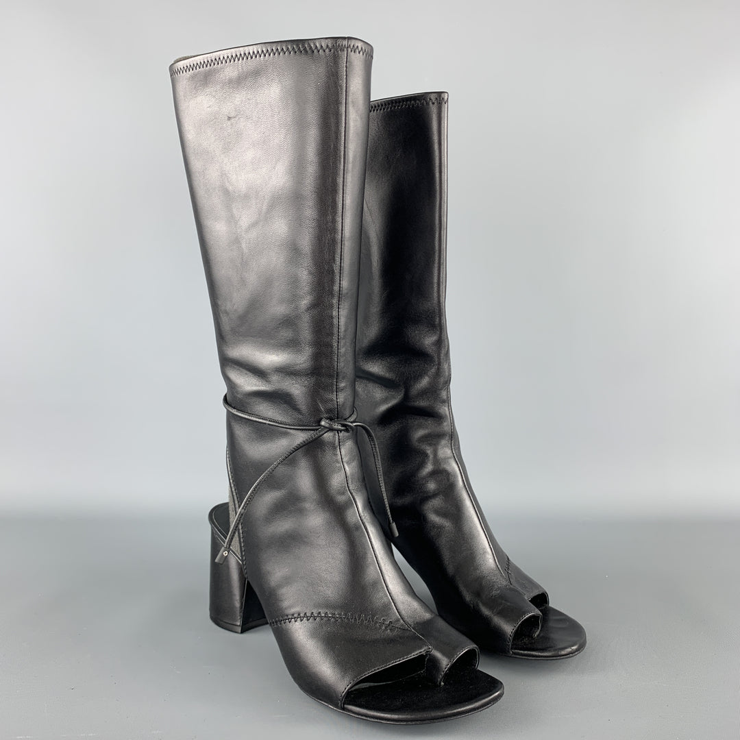 3.1 PHILLIP LIM Size 9 Black Leather Open Toe Sandal Boots