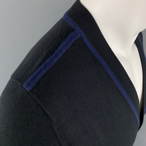 PS by PAUL SMITH Size S Navy Cotton Contrast Trim  Buttoned Cardigan Sweater