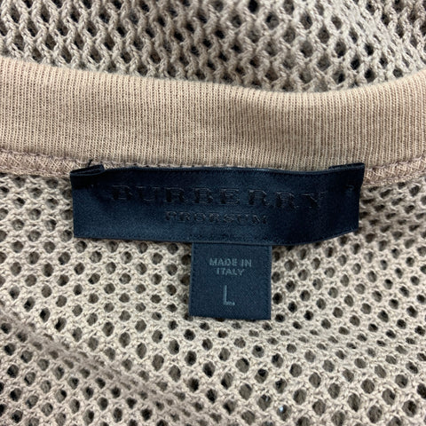BURBERRY PRORSUM Spring 2011 Size L Khaki Mesh Cotton T-shirt