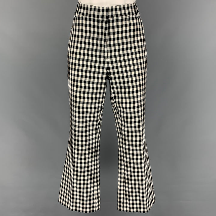 DEREK LAM Size 6 Black White Polyester Blend Gingham Casual Pants