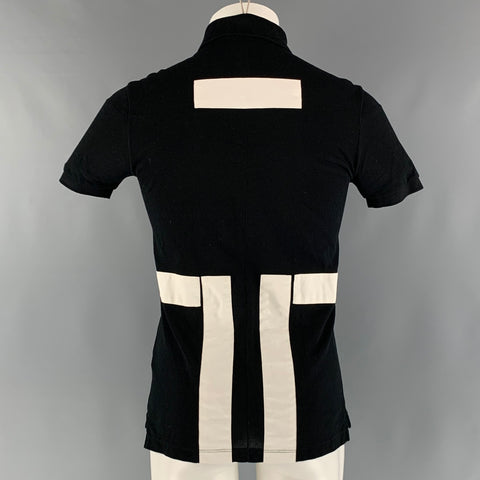 GIVENCHY Size XS Black White Color Block Cotton Short Sleeve Polo