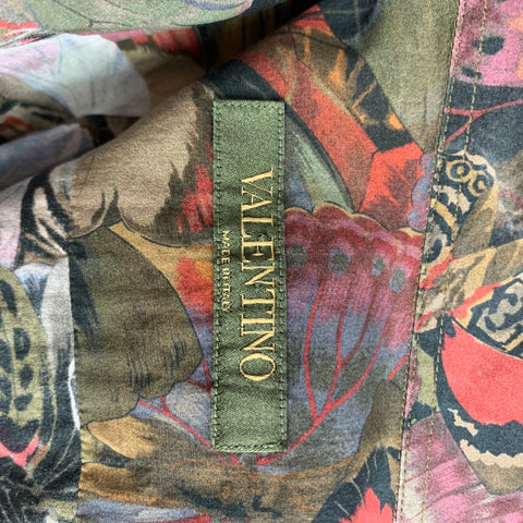 VALENTINO Taille M Chemise à manches longues en coton imprimé multicolore avec boutons cachés