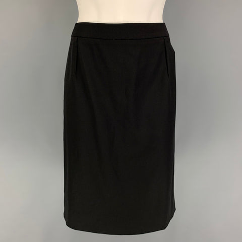 VALENTINO Size 10 Black Wool Pencil Skirt