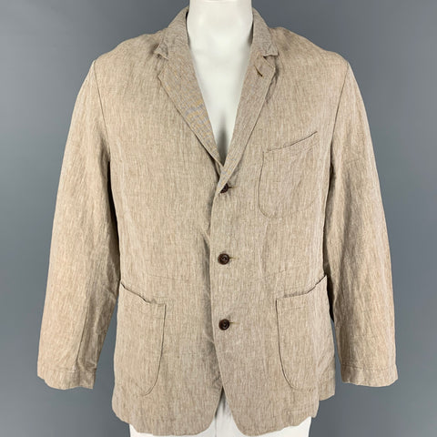 45rpm Size XL Khaki Linen Notch Lapel Sport Coat