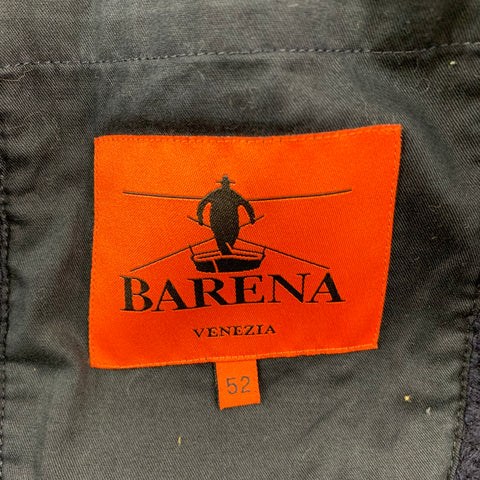 BARENA Taille L Veste en laine tricotée bleu marine avec poche plaquée