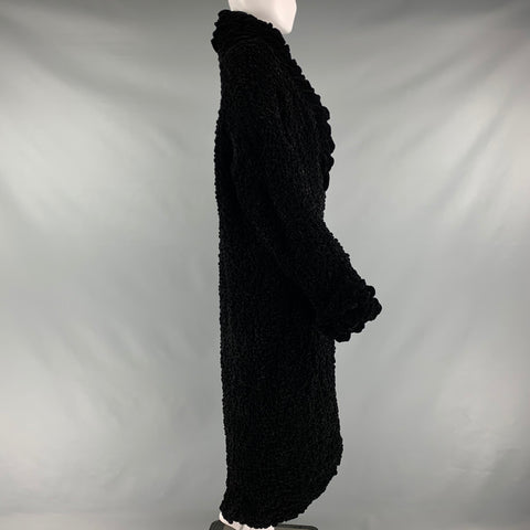 CATHERINE BACON One Size Black Rayon  Silk Ruched Oversized Coat