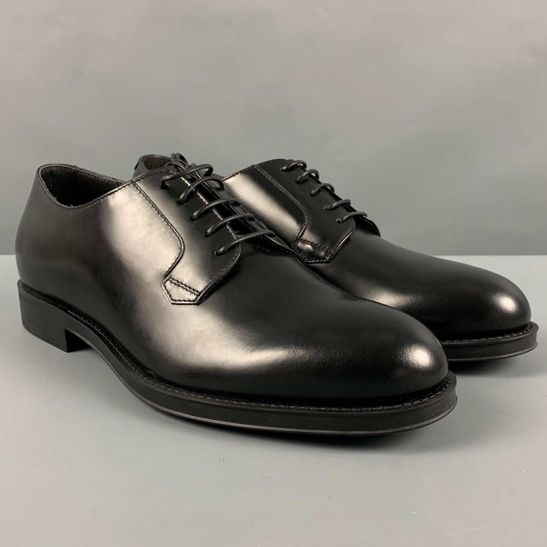 GIORGIO ARMANI Size 7 Black Leather Lace-Up Shoes – Sui