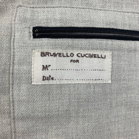 BRUNELLO CUCINELLI Size S Light Gray Stripe Wool Cashmere Zip Up Vest