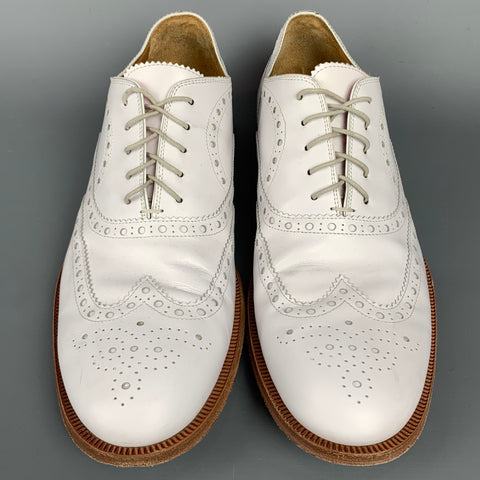 PAUL SMITH Zapatos con cordones y punta de ala de cuero perforado blanco Talla 11