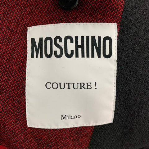 MOSCHINO Size 38 Red Black Checkered Polyamide Blend Jacket