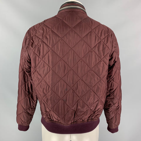BURBERRY PRORSUM Spring 2016 Size 42 Burgundy Quilted Polyamide Bomber Jacket