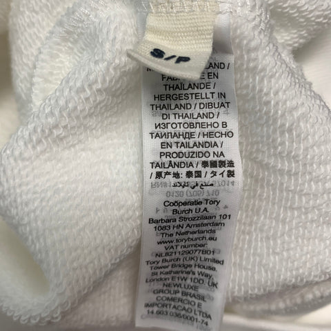 TORY BURCH Taille S Sweat-shirt à col rond en coton blanc