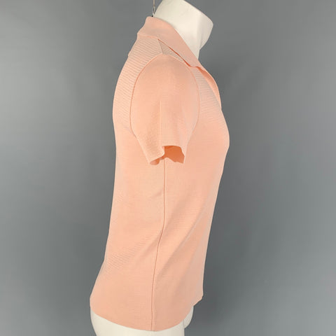 JEAN PAUL GAULTIER Size L Pale Pink Textured Polyester Short Sleeve Shirt