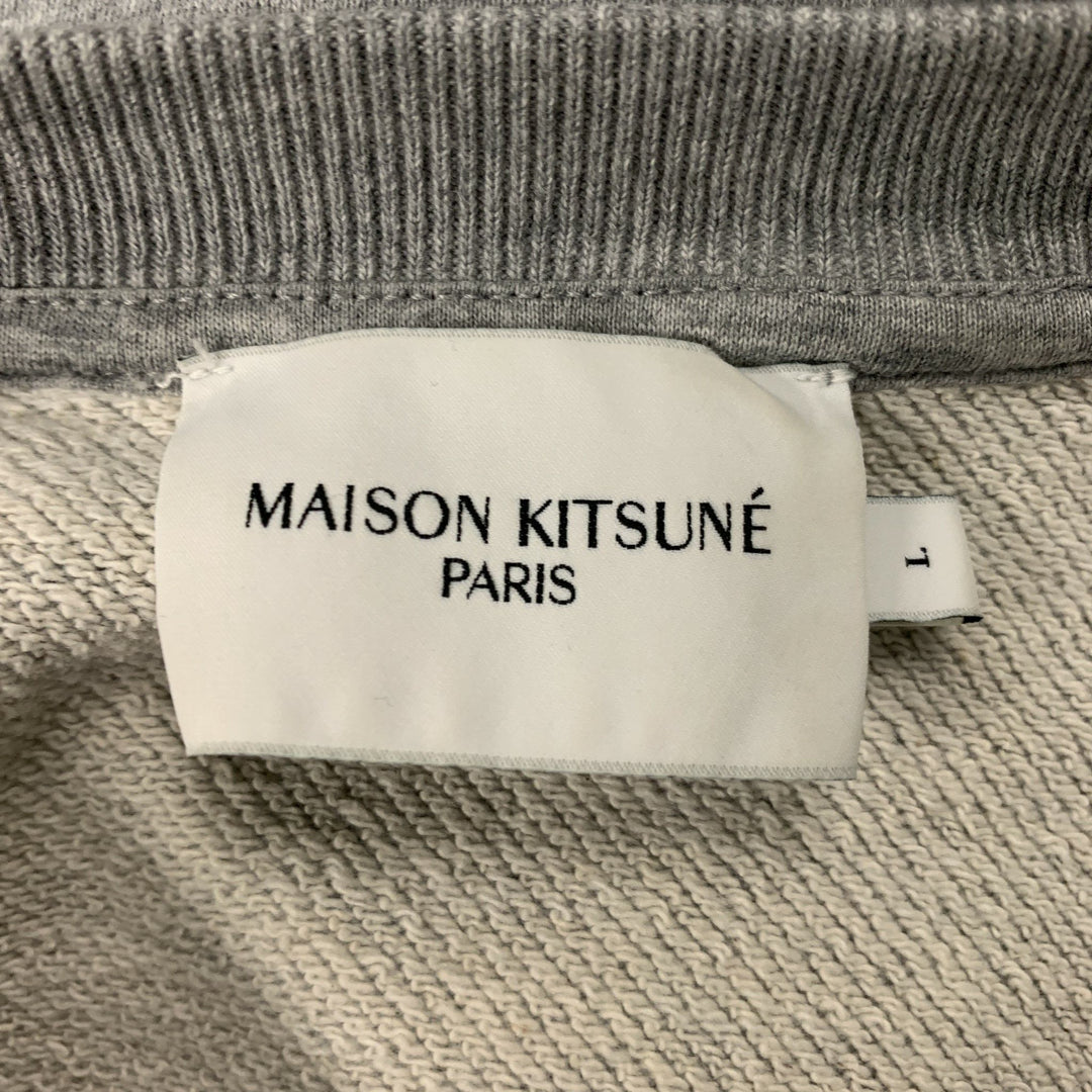 MAISON KITSUNE Size L Grey Logo Cotton Crew-Neck Sweatshirt
