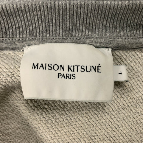MAISON KITSUNE Size L Grey Logo Cotton Crew-Neck Sweatshirt