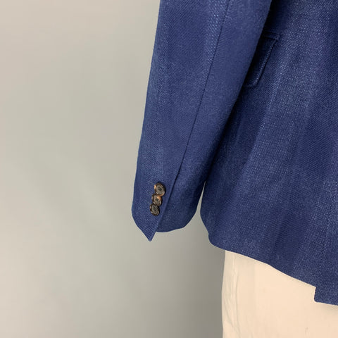 ALEXANDER MCQUEEN Size 44 Blue Plaid Wool Notch Lapel Sport Coat