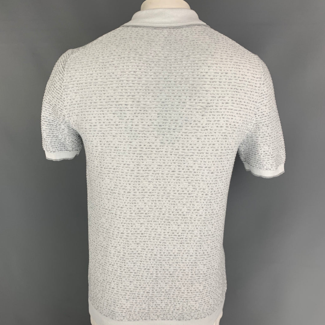 REISS Size M White & Grey Stripe Cotton Polo