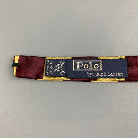 POLO by RALPH LAUREN Burgundy Yellow Stripe Silk Bow Tie