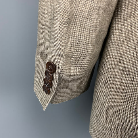 DOLCE & GABBANA Luxury Size 42 Taupe Heather Linen Notch Lapel Sport Coat