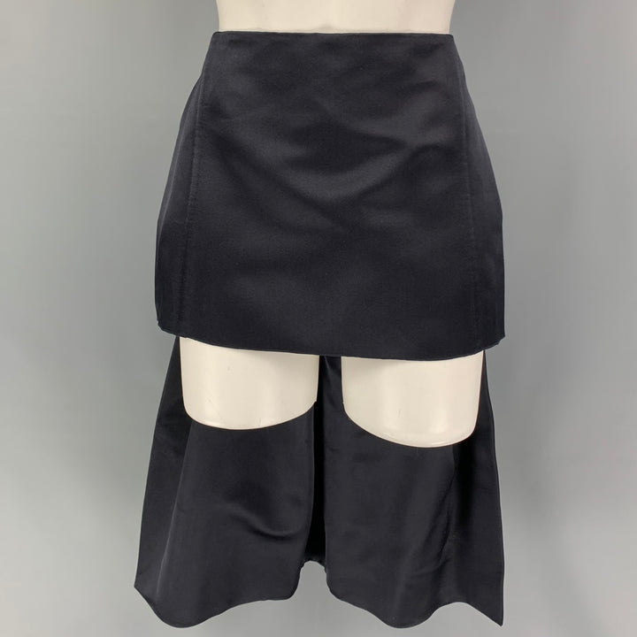 PRADA Size 2 Navy Double Satin Silk Mini Skirt