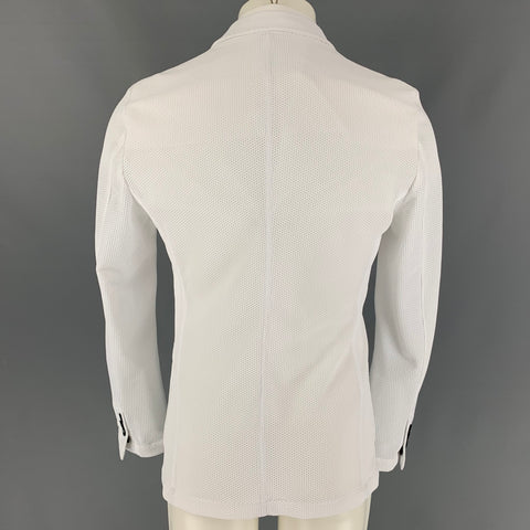 GIORGIO ARMANI Size 38 White Honeycomb Polyamide Sport Coat