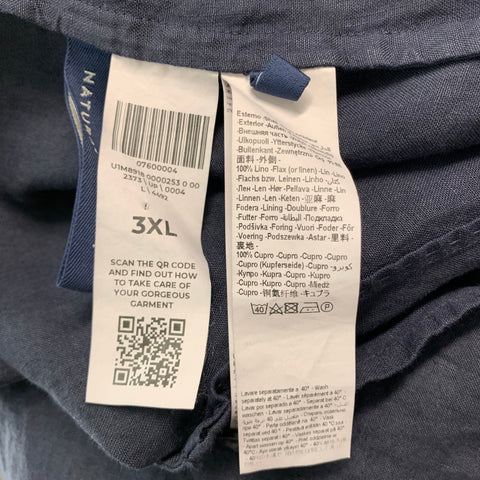 120% LINO Size 46 Navy Linen Notch Lapel Sport Coat