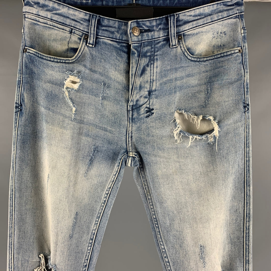 KSUBI Talla 31 Vaqueros de elastano de algodón desgastados azules