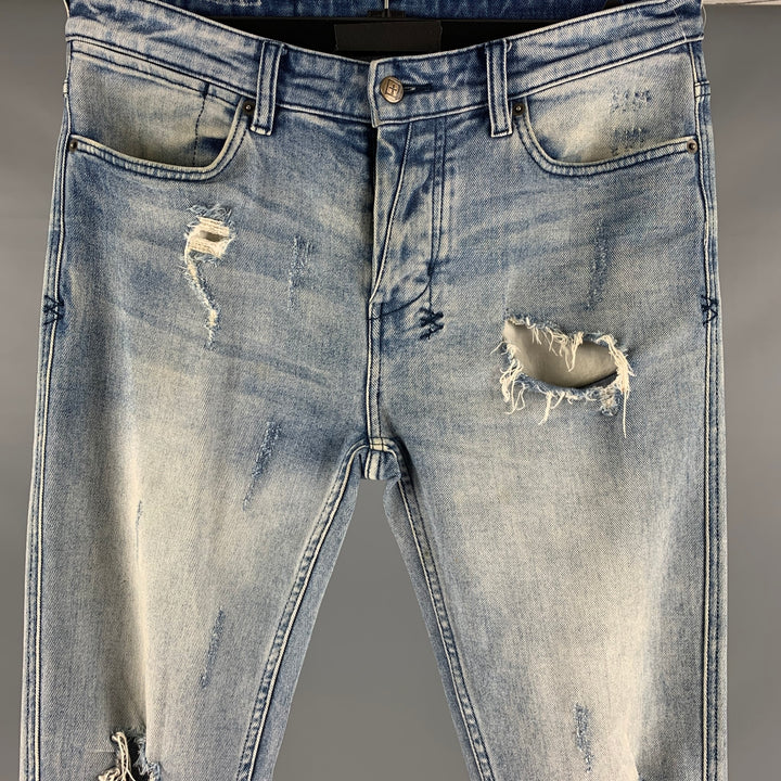 KSUBI Talla 31 Vaqueros de elastano de algodón desgastados azules