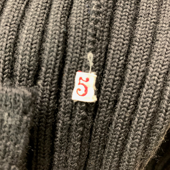 LANVIN Size 40 Black Ribbed Knit Wool Blend Zip Up Jacket