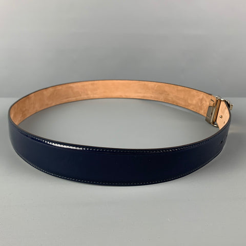 BALLY Size 44 Navy Patent Leather Belt