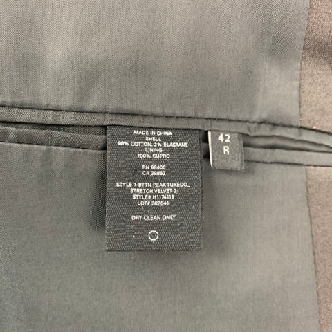 THEORY Size 42 Burgundy Black Velvet Cotton Sport Coat