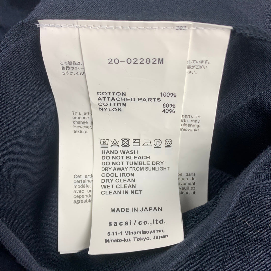 SACAI Talla XL Camiseta Manga Corta Algodón/Nylon Azul Marino &amp; Morado