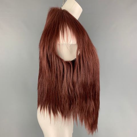 TRESCHIC FURS Taille S Gilet ouvert en fourrure d'agneau bordeaux