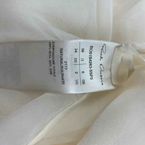 RICK OWENS SS 22 Size 2 Beige Mustard Silk Ombre Fogachine Runway Flagsleeve Moody Top